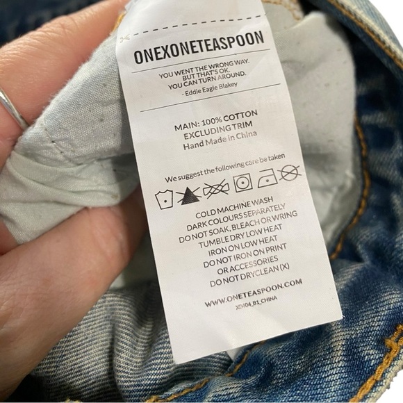 One Teaspoon Floral Embroidered Jeans Straight Light Wash Lola Awe I Size: 30 - Picture 11 of 11